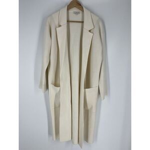 J Crew Sweater Blazer Size Small Women Ivory Open Front Ella Long Oversized Knit